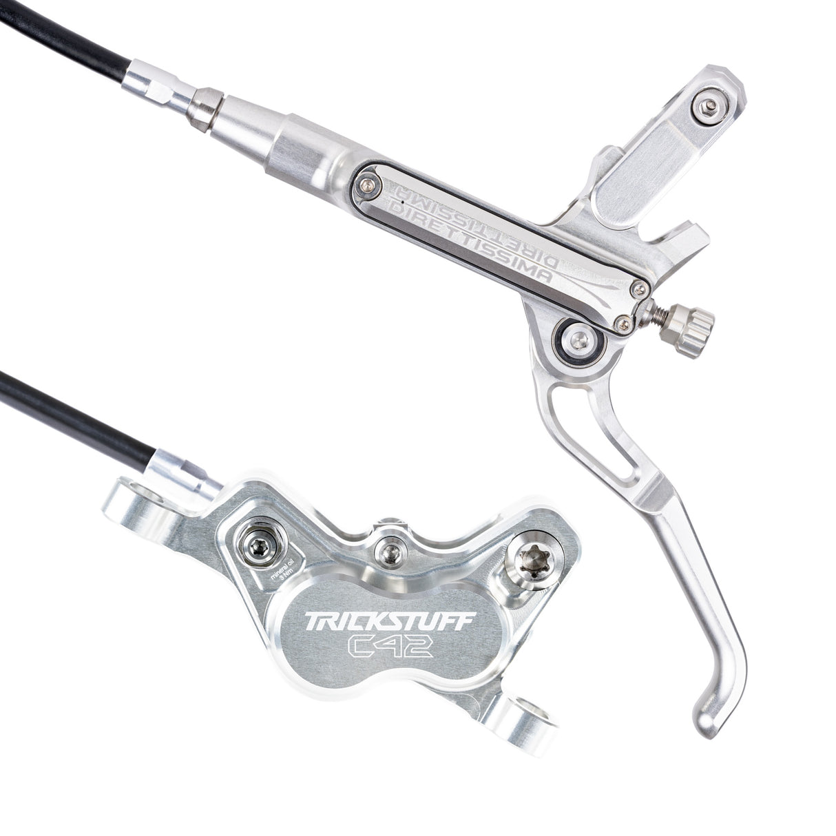 Trickstuff Direttissima Black/Black | Front & Rear Pair | Left & Right Pair | 2000mm Hose