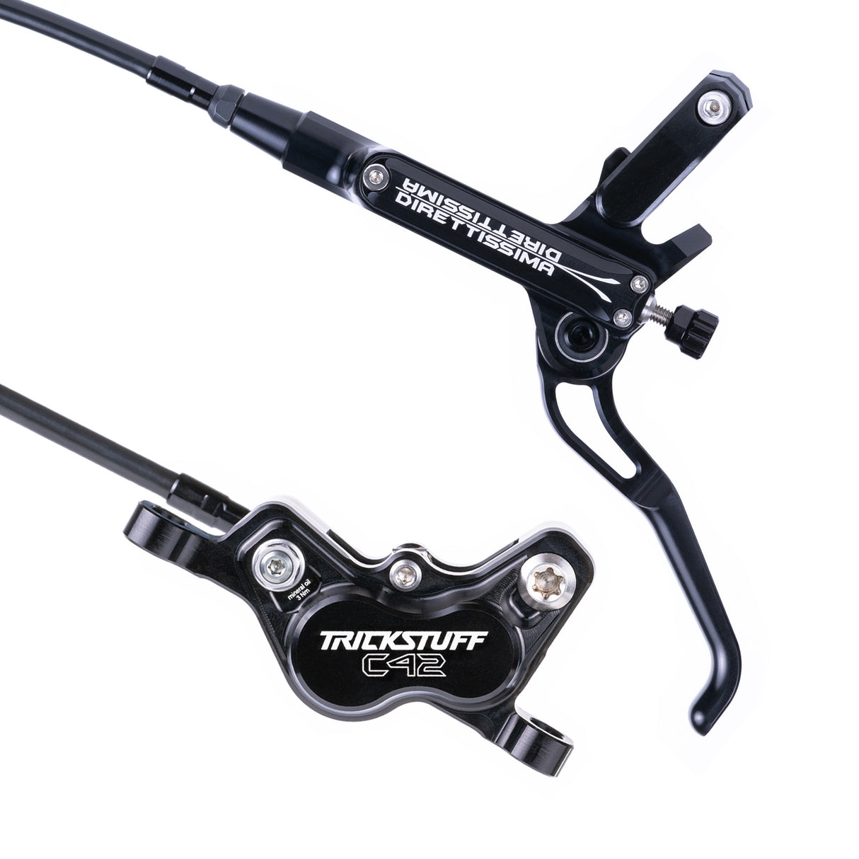 Trickstuff Direttissima Black/Black | Front & Rear Pair | Left & Right Pair | 2000mm Hose